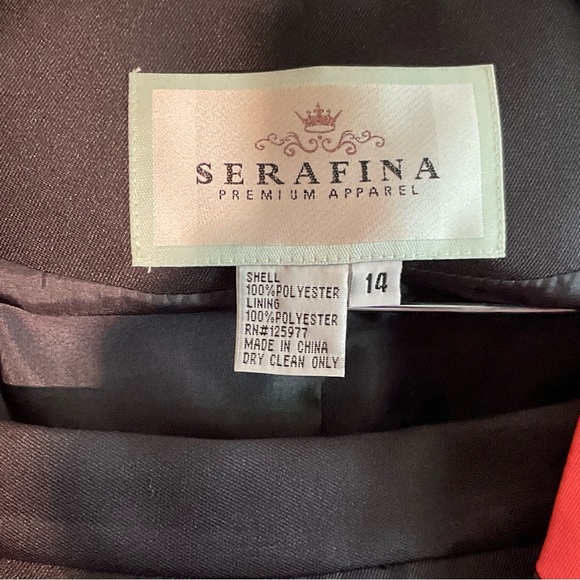 Serafina Sz 14 2 Piece Satin Suit Striking Colorful Zigzag Pattern Flared Skirt - Picture 2 of 16